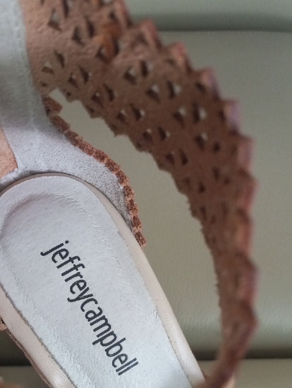 Jeffrey Campbell Nude Laser-Cut Ankle-Strap Wedge Sandals Size 7 - Picture 3 of 17